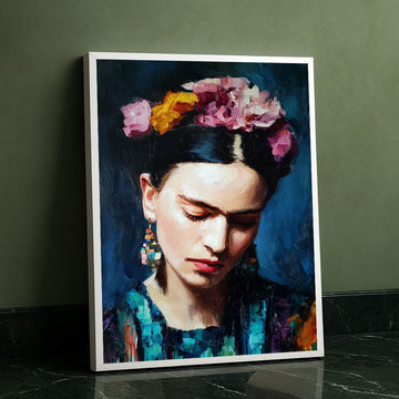 Enchanting Woman With Floral Headpiece Canvas Wall Art
