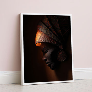 Majestic African Woman In Traditional Headdress Canvas Wall Art