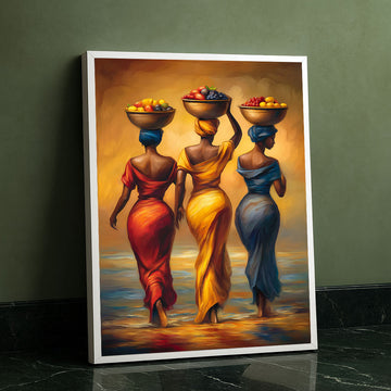Vibrant African Women Carrying Fruit Canvas Wall Art