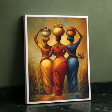 Vibrant African Women In Colorful Dresses Canvas Wall Art