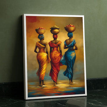 Vibrant African Women In Colorful Dresses Canvas Wall Art
