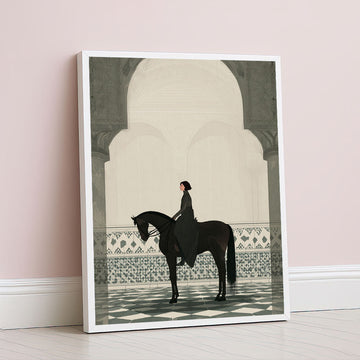 Enchanting Woman On Horse In Elegant Hall Canvas Wall Art