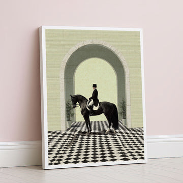 Majestic Equestrian Rider In Archway Canvas Wall Art