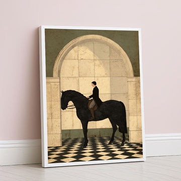 Elegant Horse Rider In Archway Canvas Wall Art
