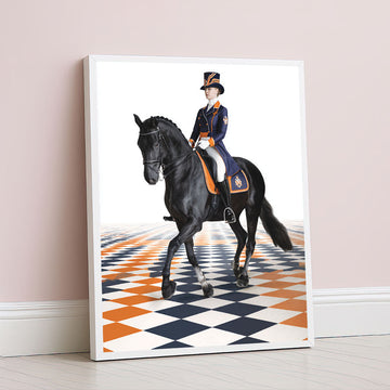 Majestic Horse Rider In Regal Uniform Canvas Wall Art
