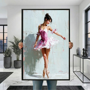 Captivating Ballerina In Pink Dress Canvas Wall Art