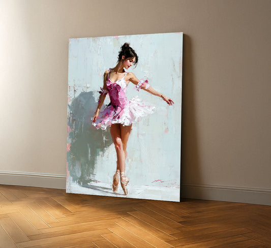 Captivating Ballerina In Pink Dress Canvas Wall Art