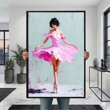 Graceful Ballerina In Pink Tutu Canvas Wall Art