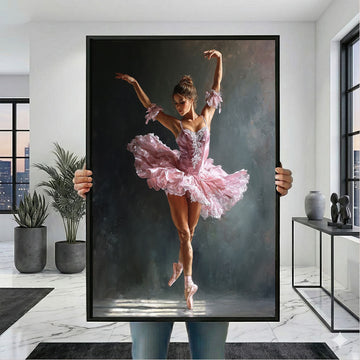 Elegant Ballerina In Pink Tutu Canvas Wall Art