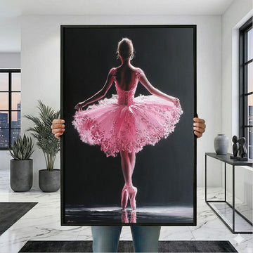 Elegant Pink Ballerina In Tutu Canvas Wall Art