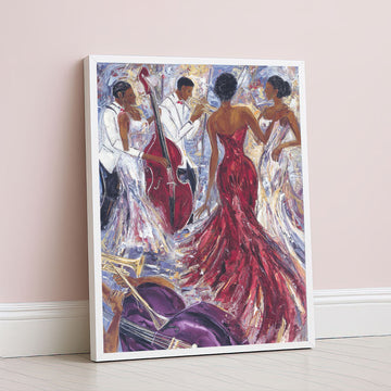 Elegant Jazz Musicians And Dancers Canvas Wall Art