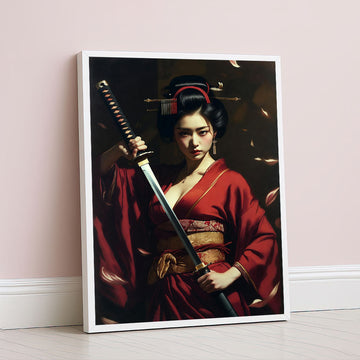 Elegant Samurai Woman Warrior Canvas Wall Art