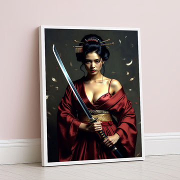 Elegant Samurai Warrior Woman Canvas Wall Art
