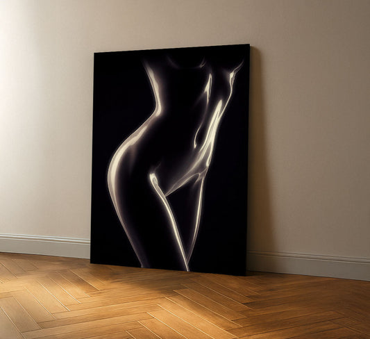 Elegant Nude Female Silhouette Canvas Wall Art