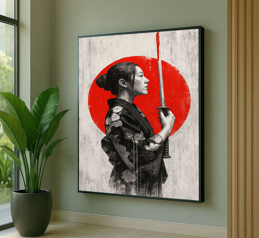 Enchanting Samurai Woman With Katana Canvas Wall Art