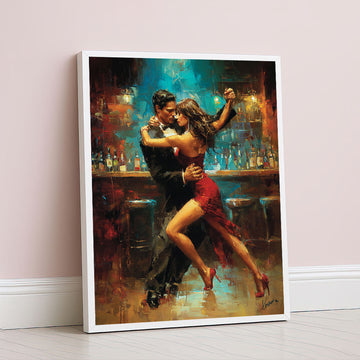 Captivating Couple Dancing Passionately In Red Canvas Wall Art