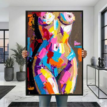 Vibrant Abstract Female Silhouette Canvas Wall Art