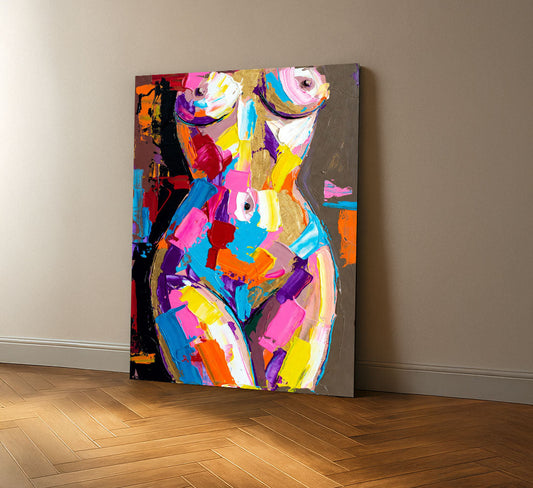 Vibrant Abstract Female Silhouette Canvas Wall Art