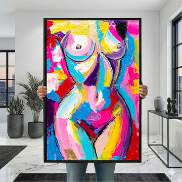 Vibrant Abstract Female Form In Bold Colors Canvas Wall Art