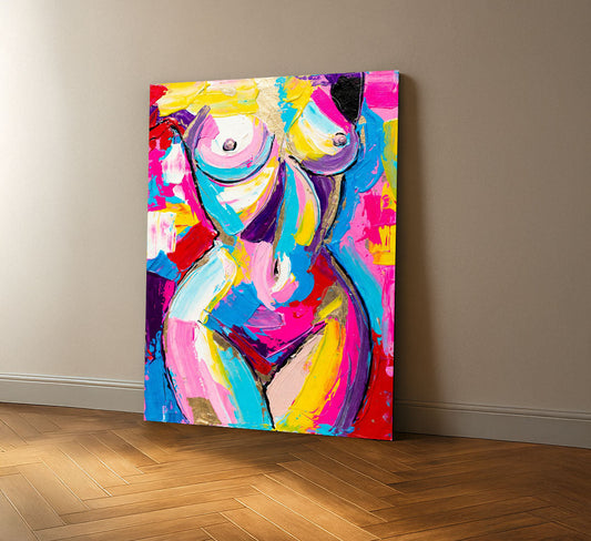 Vibrant Abstract Female Form In Bold Colors Canvas Wall Art