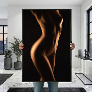Enchanting Nude Female Silhouette In Golden Light Canvas Wall Art