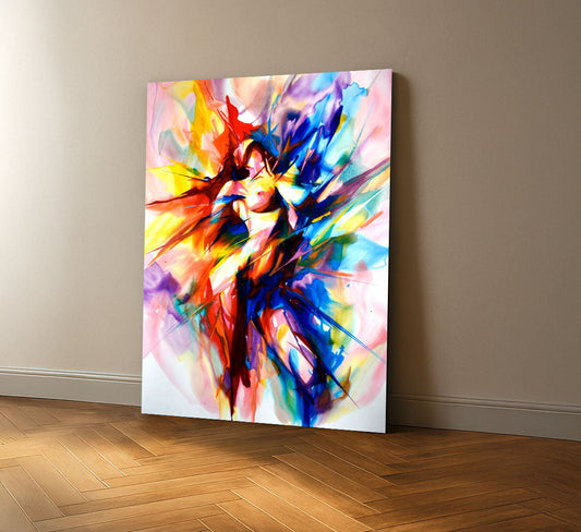 Dynamic Vibrant Abstract Female Silhouette Canvas Wall Art