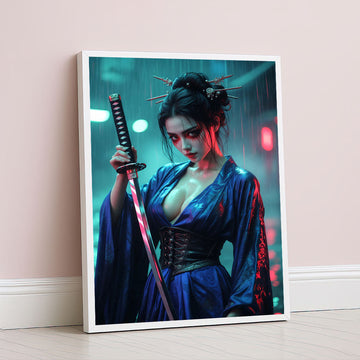 Elegant Samurai Woman With Katana Canvas Wall Art