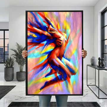 Vibrant Abstract Female Form In Motion Canvas Wall Art