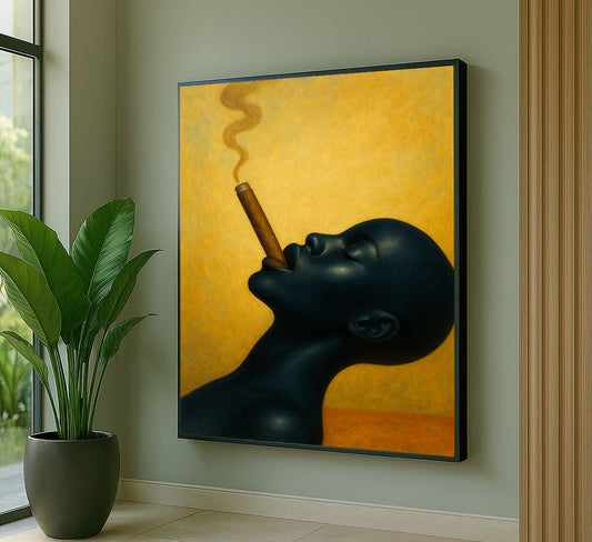 Bold Black Woman Smoking Cigar Canvas Wall Art