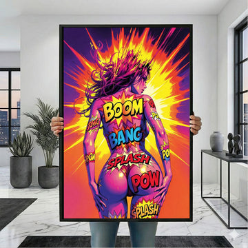 Dynamic Comic Book Heroine Explosion Canvas Wall Art