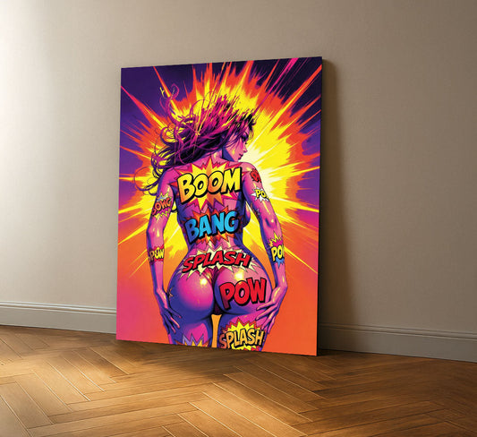 Dynamic Comic Book Heroine Explosion Canvas Wall Art