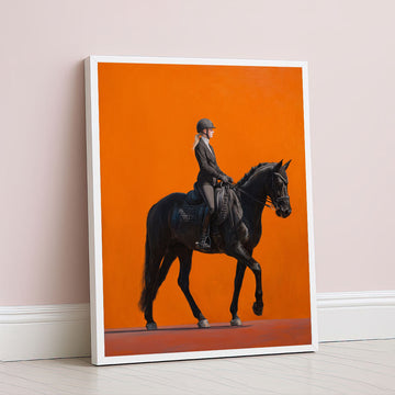 Majestic Equestrian Rider On Black Horse Canvas Wall Art