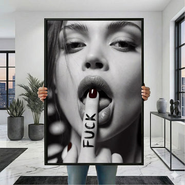 Bold Black And White Woman Portrait Canvas Wall Art