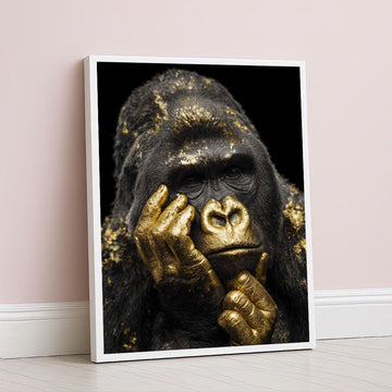 Captivating Golden Gorilla Portrait Canvas Wall Art