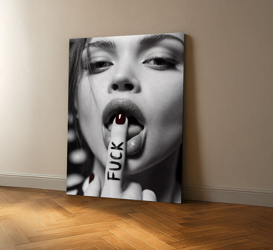 Bold Black And White Woman Portrait Canvas Wall Art