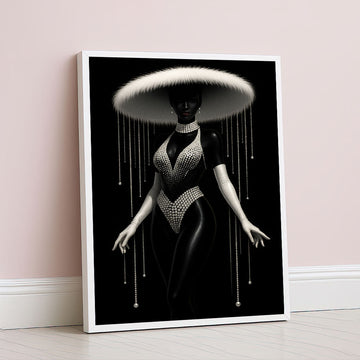 Majestic Black Woman In Pearl Adorned Hat Canvas Wall Art