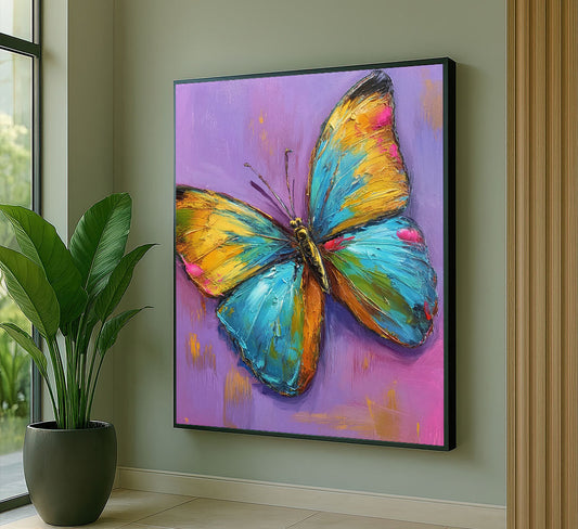 Vibrant Blue And Yellow Butterfly Canvas Wall Art