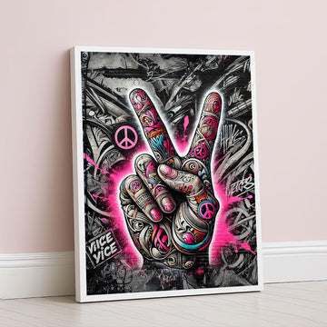 Vibrant Peace Symbol Graffiti Street Art Canvas Wall Art