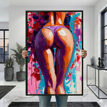 Vibrant Nude Woman In Colorful Abstract Canvas Wall Art