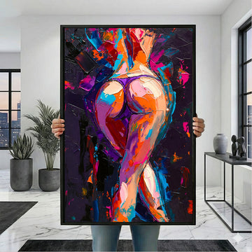 Vibrant Abstract Female Silhouette In Bold Colors Canvas Wall Art