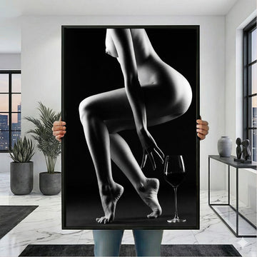 Captivating Nude Woman With Wine Glass Canvas Wall Art