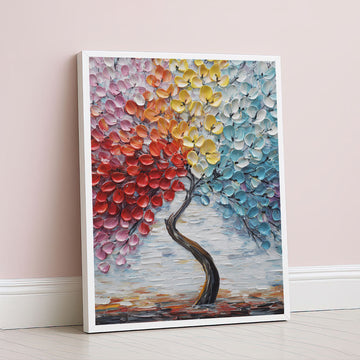 Vibrant Multicolor Blossom Tree Canvas Wall Art