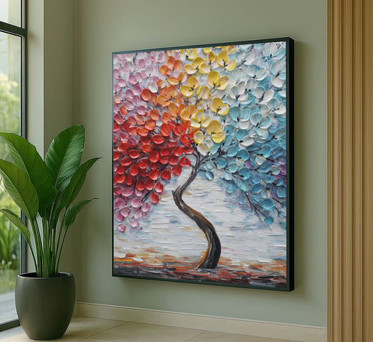 Vibrant Multicolor Blossom Tree Canvas Wall Art