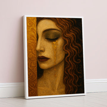 Enchanting Woman With Golden Tears Canvas Wall Art