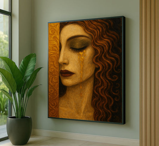 Enchanting Woman With Golden Tears Canvas Wall Art