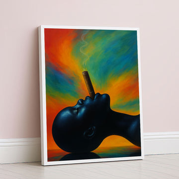Vibrant Black Woman With Cigar And Colorful Smoke Canvas Wall Art