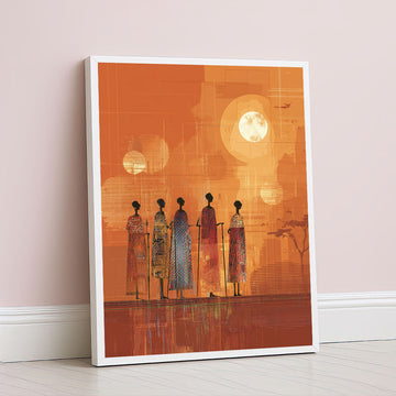 Vibrant African Women In Colorful Robes Canvas Wall Art