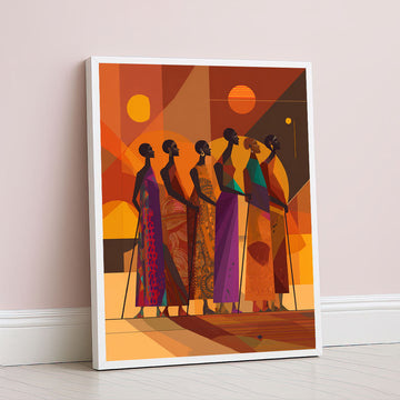 Vibrant African Women In Colorful Dresses Canvas Wall Art