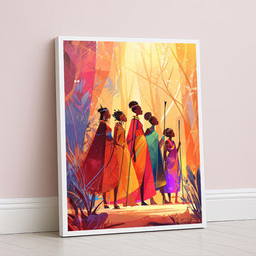 Vibrant African Women In Colorful Robes Canvas Wall Art