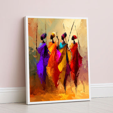 Vibrant African Women In Colorful Robes Canvas Wall Art